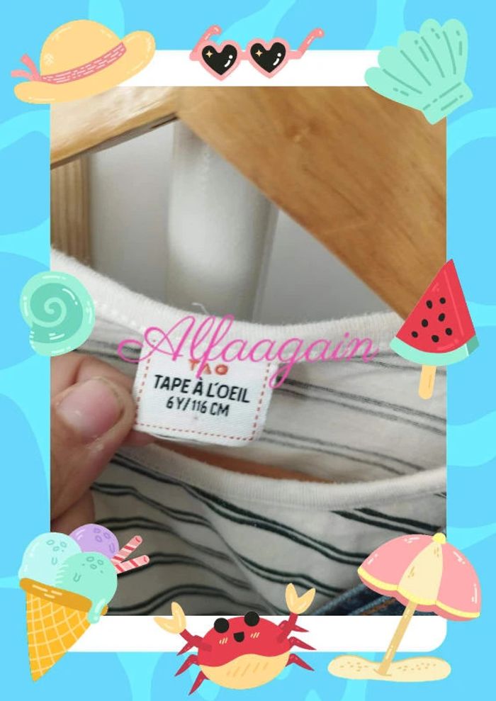 Ensemble salopette chipie t-shirt tao 6ans - photo numéro 8