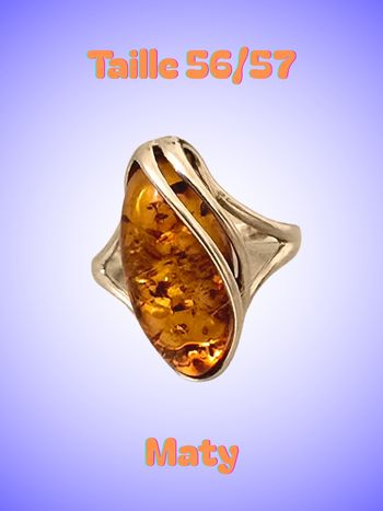 Bague Argent 925 Ambre Ovale Maty