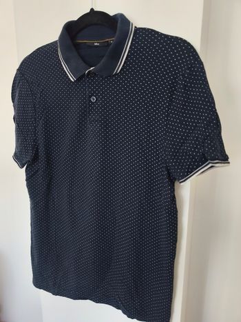 Polo bleu marine et pois blancs Jules