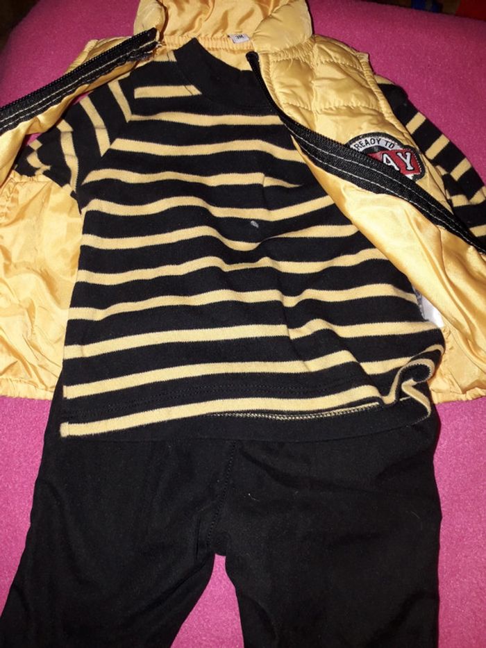 Ensemble 3 pièces noir et jaune taille 3 mois - photo numéro 2