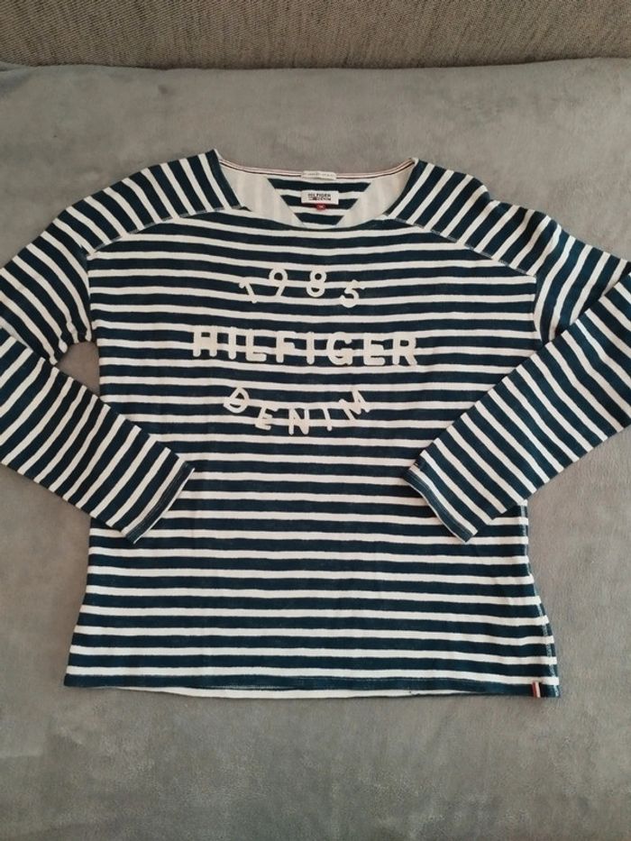 Tee shirt femme manches longues marinière tommy Hilfiger taille M - photo numéro 2