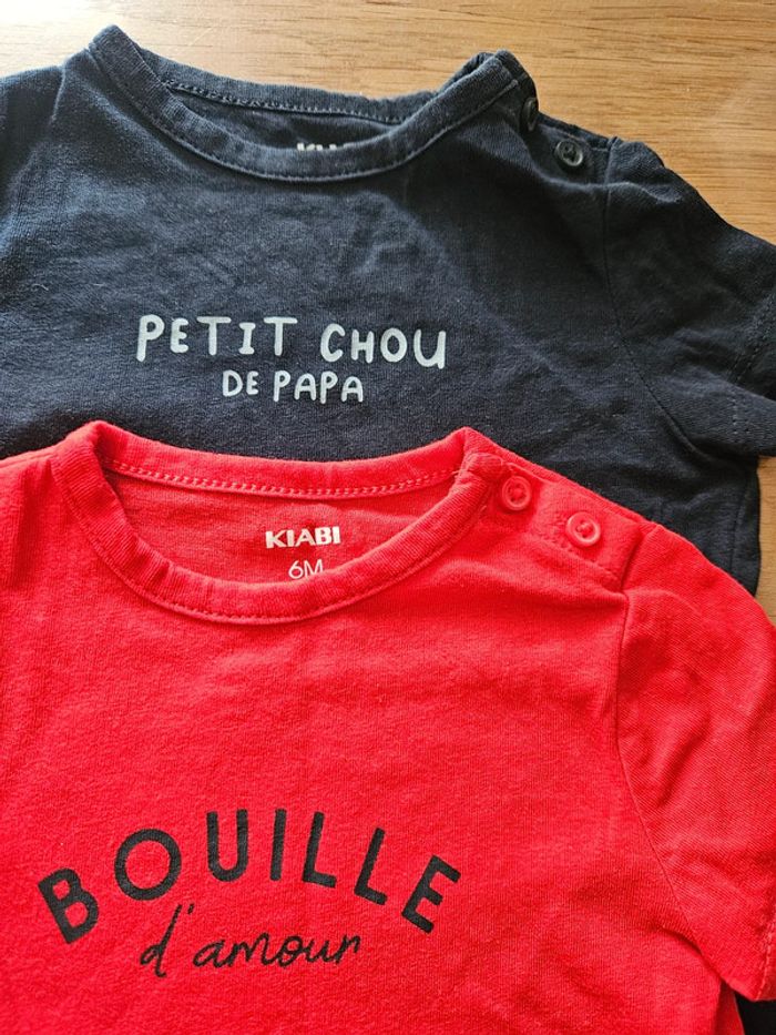 Lot 2 t-shirt manches courtes kiabi 6 mois - photo numéro 3