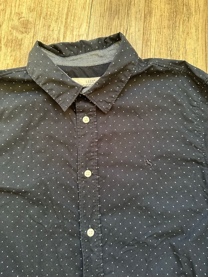 Chemise bleu marine à pois h&m 12/13 ans garçon - photo numéro 5