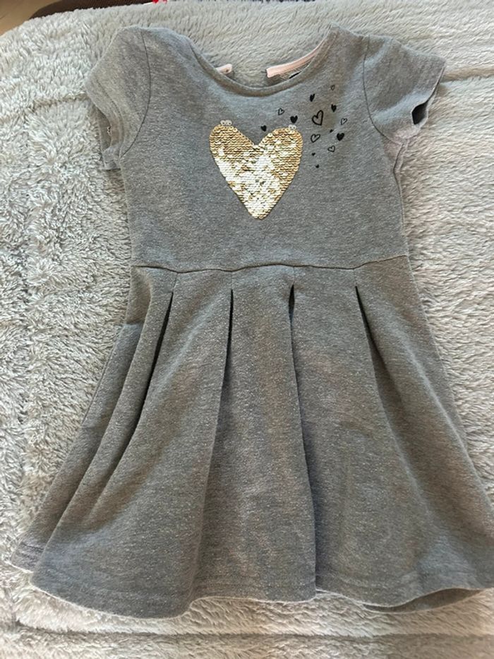Robe molleton cœur sequin in extenso 4 ans