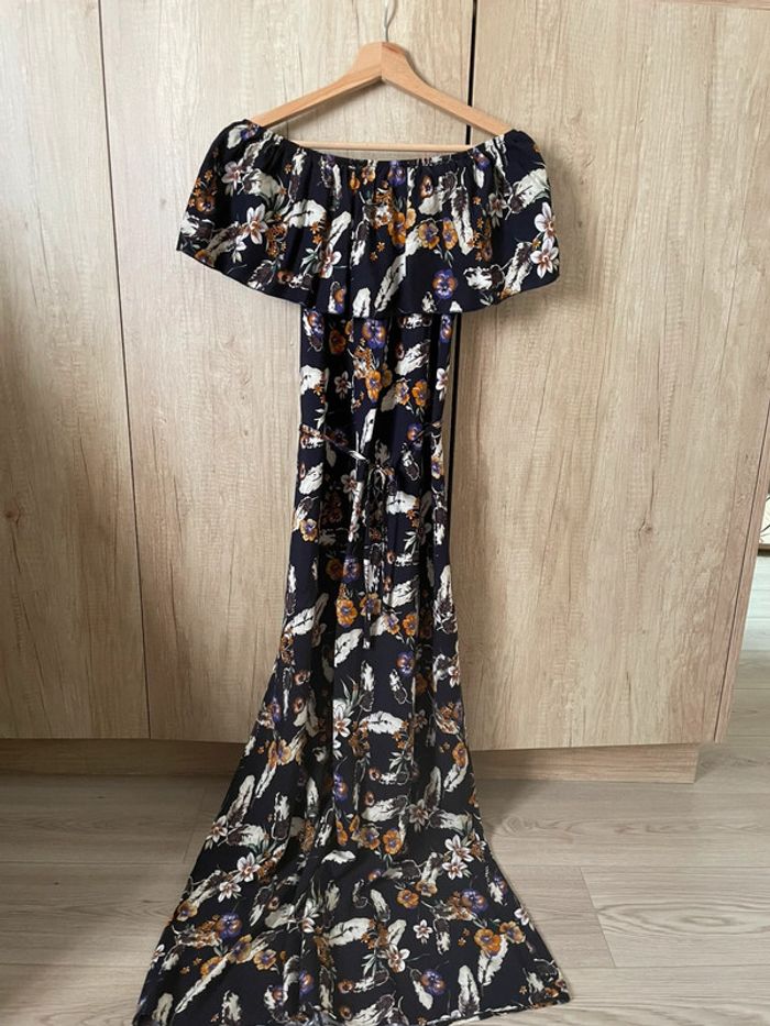 Robe longue col bateau