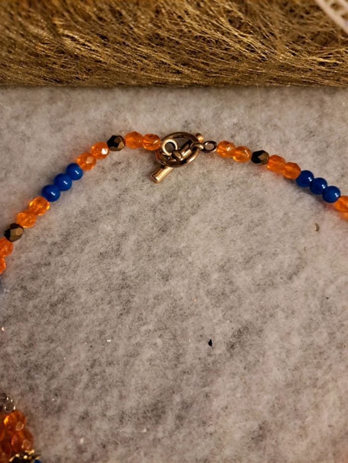 Collier chic multi rang orange et bleu - photo numéro 8