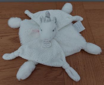 Doudou plat Licorne argent - Doudou & Compagnie
