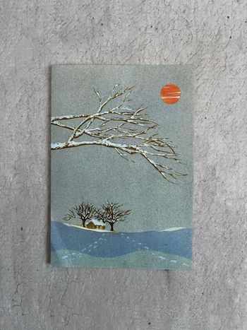 Papier postal avec enveloppe par avion enneigée