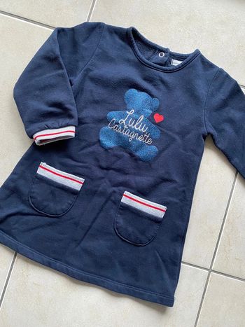 Robe Sweat bleu marine Lulu Castagnette 18 mois