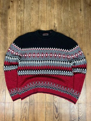 Pull maille vintage coton motifs rayures multicolore XL
