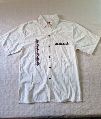 Chemise manches courtes  / chemisette  , homme  , vintage  , de la marque Metza , Mexico  , vêtement artisanal bio