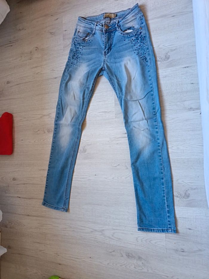 Jeans 36 S femme pantalon mychristy tbe perles strass - photo numéro 2