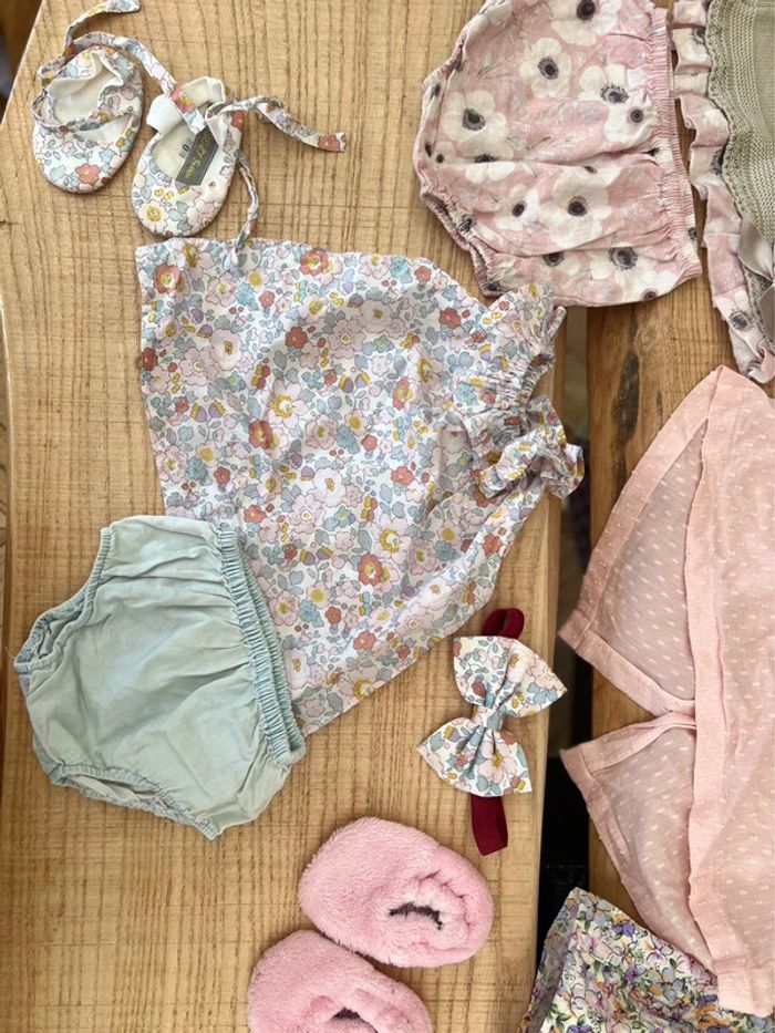 Lot vêtements fille 12 mois été liberty Lola palacios Zara ensemble complète fille - photo numéro 3