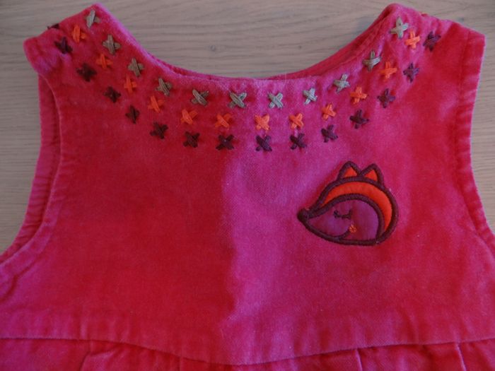 Robe velours DPAM, bébé fille, taille 6 mois, rose - photo numéro 4