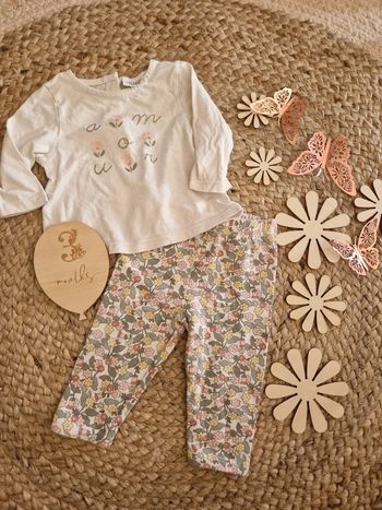 Ensemble t-shirt TAO et legging fleurie bebe fille 3mois