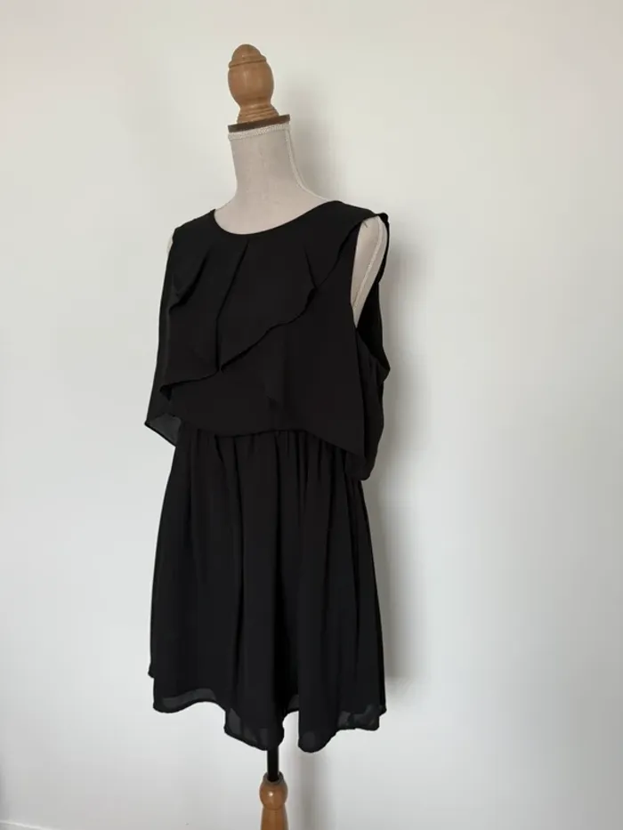 Robe tunique noir neuf Kleid dress Vestido Vestito jurk jumpsuit femme volant mujer donna woman - photo numéro 2