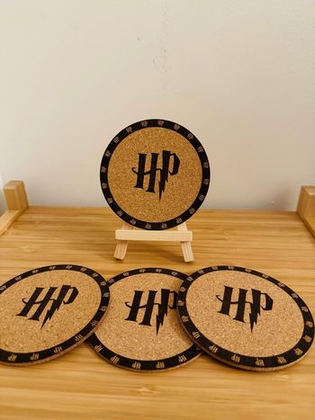 Lot de dessous de verre Harry Potter en liège gravés au laser