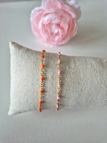 Lot de 2 bracelets d'été dorée style gigi
en acier inoxydable orange et rose