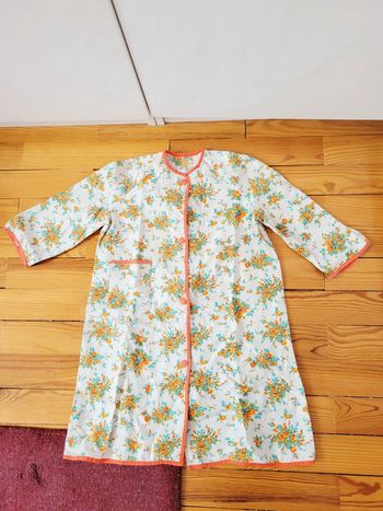 Vintage, robe de plage enfant blanc orange fleurs, années 60's