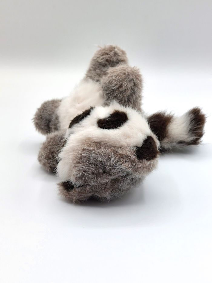 Ancienne petite peluche raton laveur gris blanc noir marron doudou vintage 15 cm yeux durs - photo numéro 7