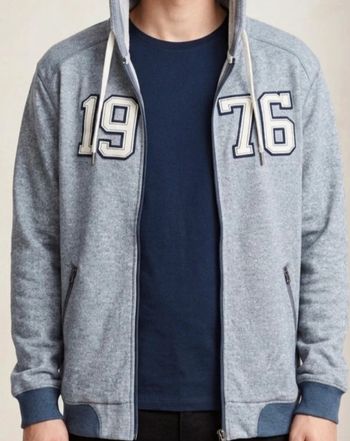 Sweat gilet à capuche bleu jean T.L
