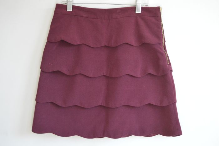 Jupe bordeaux à volants festonnés – H&M – Taille 36
