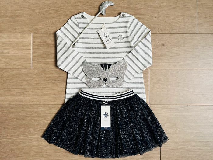 Marinière en jersey gris argent collection Noël Petit bateau T-5 ans