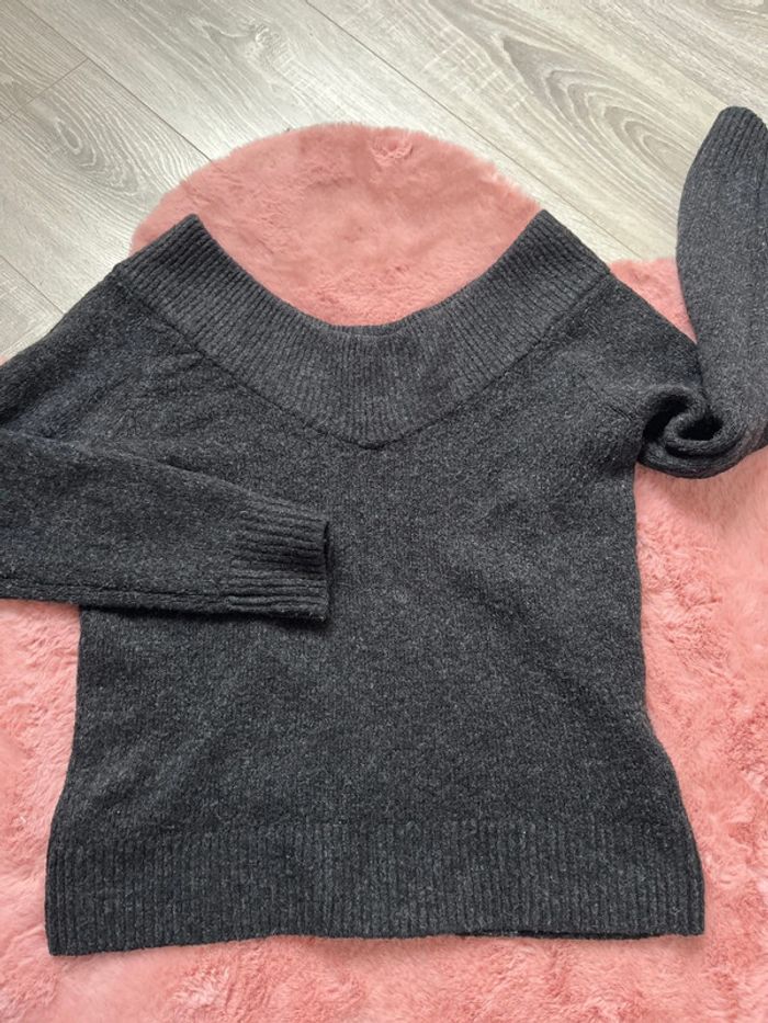 Pull gris foncé laine S - photo numéro 2