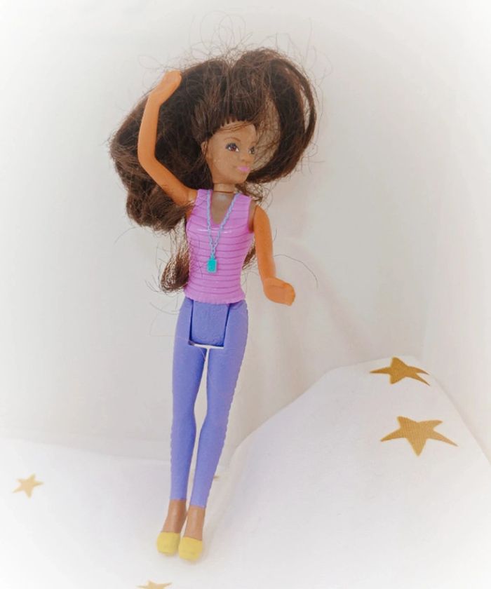 2015 McDo happy meal McDonald's Macdonald poupée black noir barbie figurine articulée violet parme