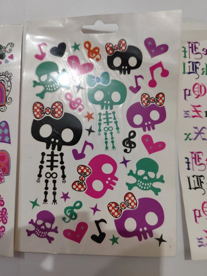 Lot de 3 planches de tatouages éphémères - photo numéro 3