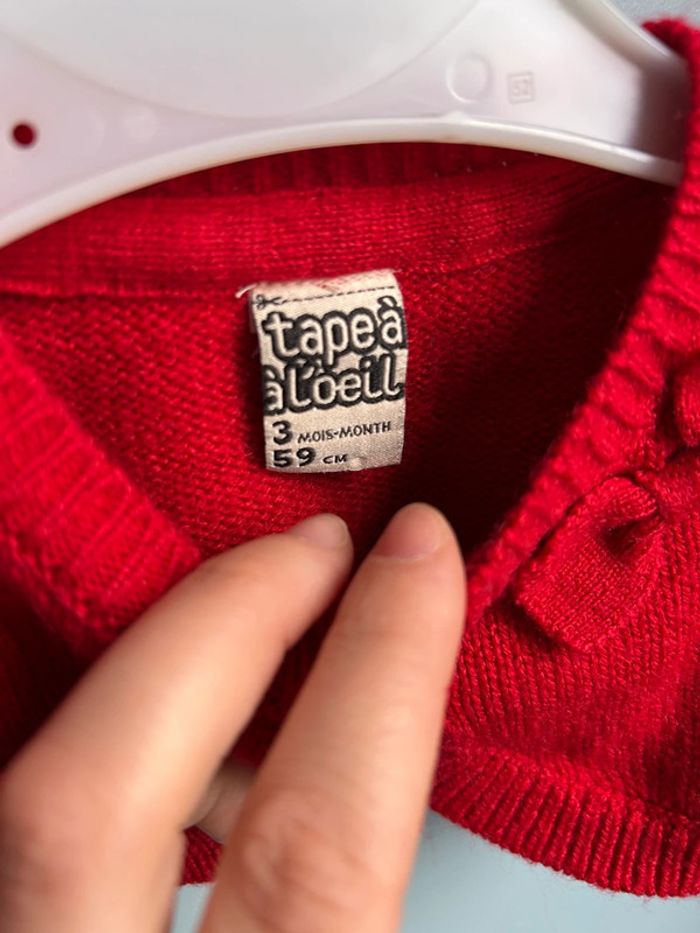 Boléro rouge , bébé fille, 3 mois , tape à l’œil - photo numéro 4
