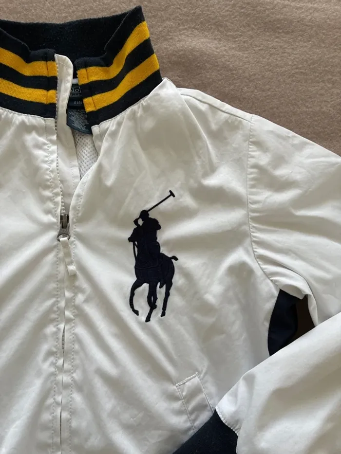 Veste zip blanche Ralph Lauren 6/7 ans en très bon état - photo numéro 2