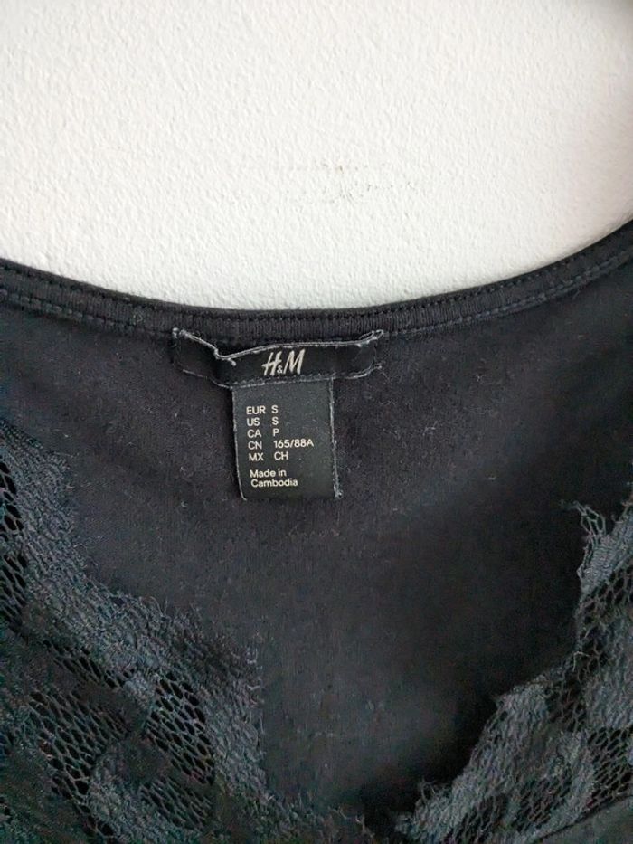 T-shirt manches longues dentelles S noir - photo numéro 3