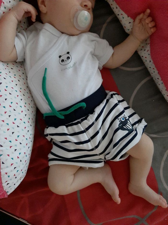 Ensemble DPAM body vert et short rayé 3M - photo numéro 3