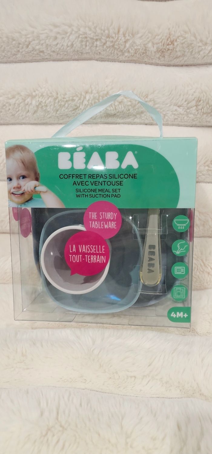 Coffret repas en silicone avec ventouse bleu BEABA neuf