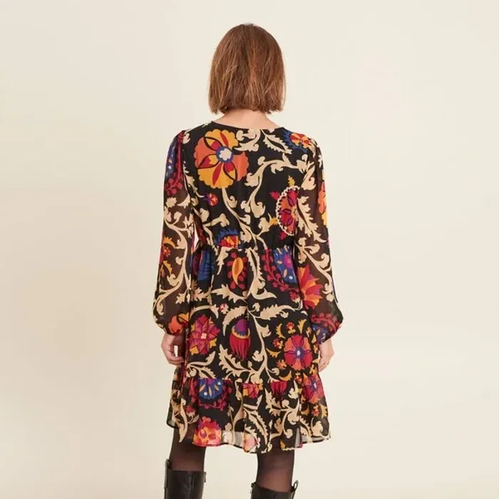 Robe évasée manches longues noir femme - taille 46 - Bréal - photo numéro 4