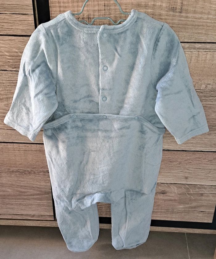 Pyjama velours bleu Mots d'enfants en 6 mois - photo numéro 3