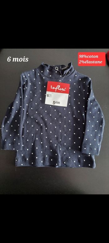 Haut à pois manches longues fille 6mois 