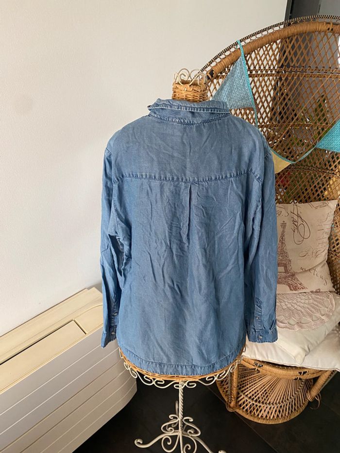 Blouse chemise jeans Bréal taille M manches longues avec strass - photo numéro 9