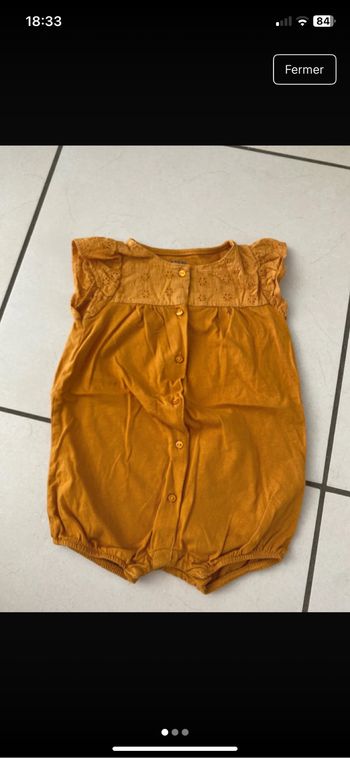 Turbulette combinaison fille jaune moutarde kiabi 18mois neuf