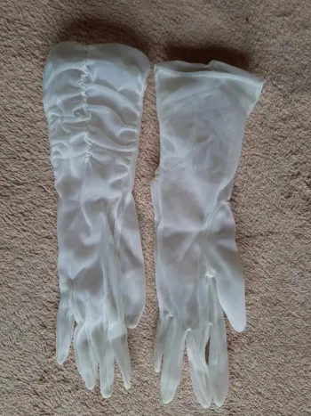 Gants blanc en voile Taille 6 1/2 Vintage