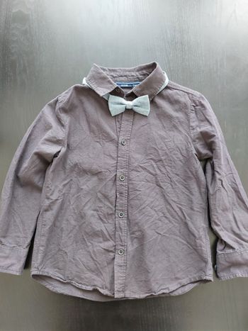 Chemise manche longue avec son nœud papillon garçon 100% coton