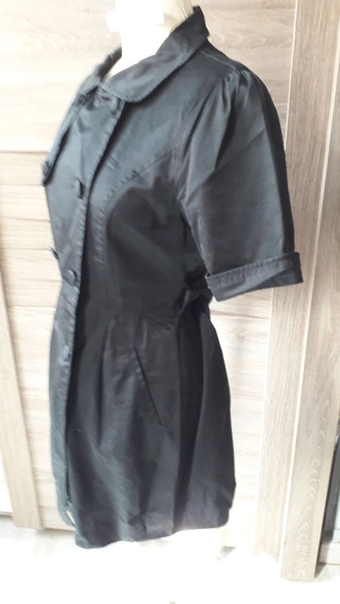 Manteau mi-long manches courtes noir - photo numéro 3