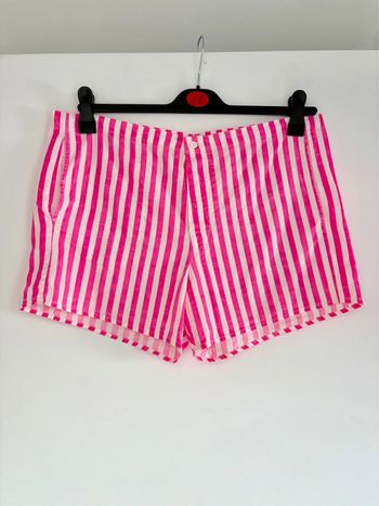 Short coton à rayures verticales rose fuchsia L vintage