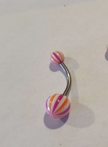 Piercing Nombril neuf rayé rouge orange