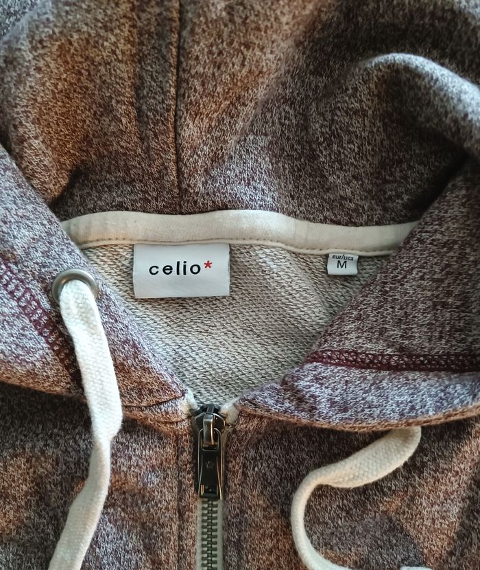 Veste gilet sweat zippé Celio bordeaux style vintage taille M homme - photo numéro 5