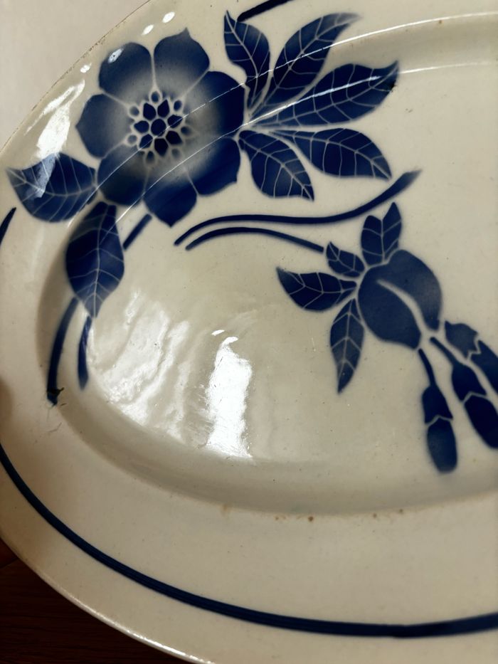 Lot de deux plats ovales fleurs bleues modèle Flore - photo numéro 7