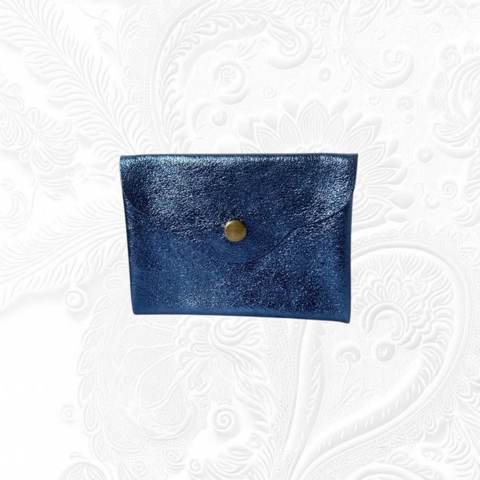 Porte cartes cuir irisé bleu nuit - photo numéro 7