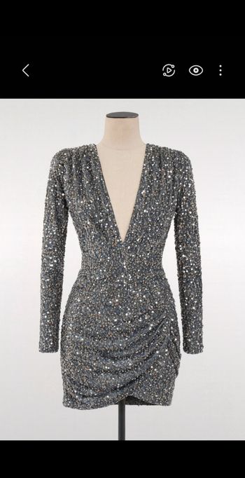 Robe maje sequins argentée