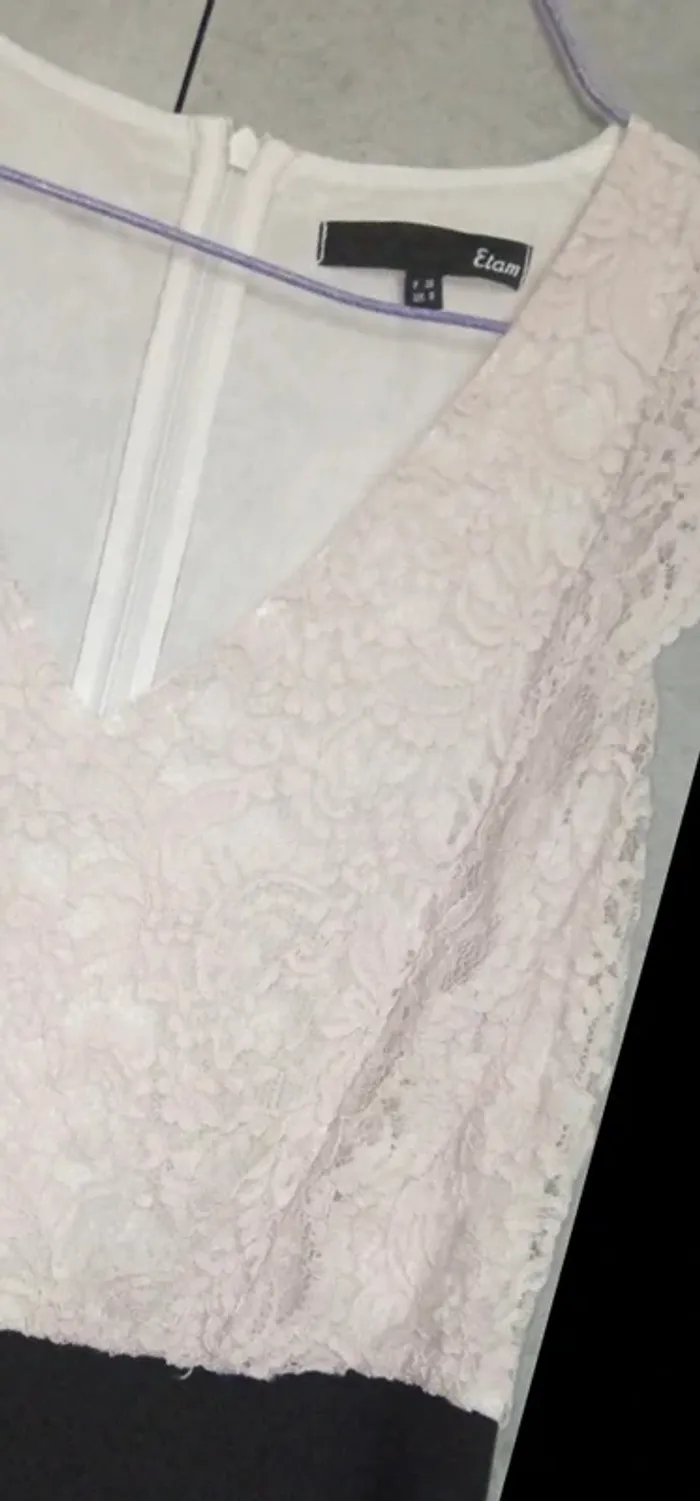 Robe col V en dentelle – Etam – Taille 36 - photo numéro 2